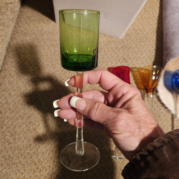 Williams-Sonoma Set Of Four Colored Cordial Glasses - Picture 7 of 11